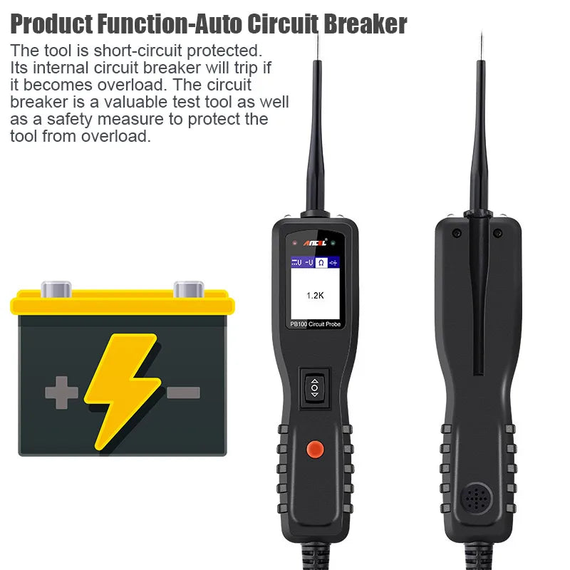 ANCEL PB100 Automotive Circuit Tester – Power Probe Kit for 12V/24V Electrical System Diagnostics