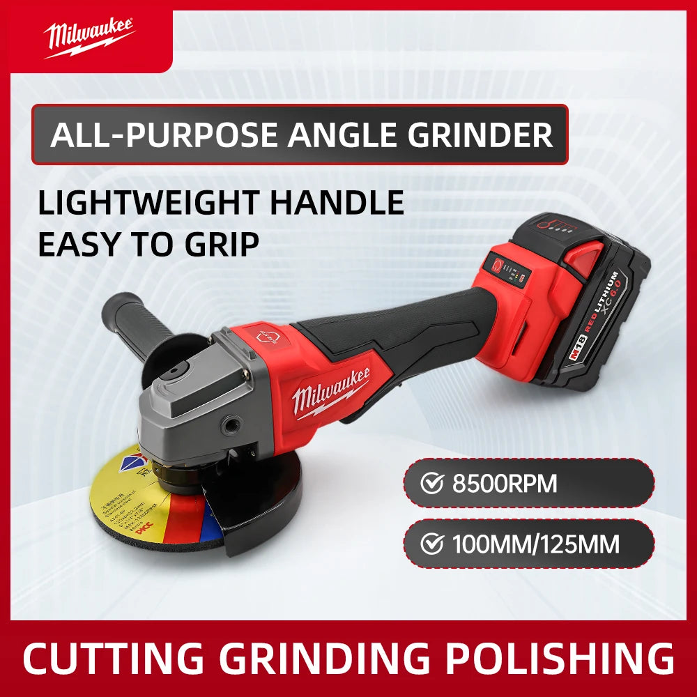 Milwaukee 18V Brushless Angle Grinder – 100/125mm Cordless High-Power Cutting & Polishing Tool