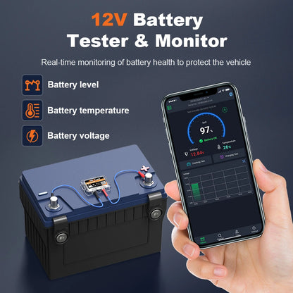 ANCEL BM200 12V Battery Monitor – Wireless Bluetooth Battery Tester with App for Android & iOS