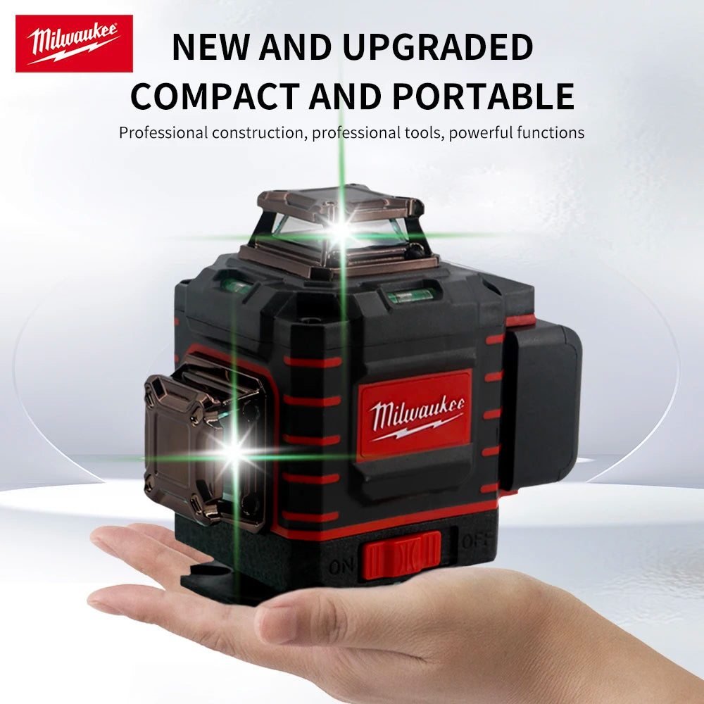 Milwaukee 4D 16-Line Green Beam Laser Level – 360° Self-Leveling Tool for Horizontal & Vertical Alignment