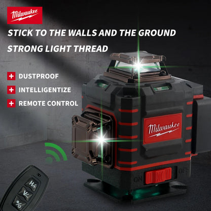 Milwaukee 4D 16-Line Green Beam Laser Level – 360° Self-Leveling Tool for Horizontal & Vertical Alignment