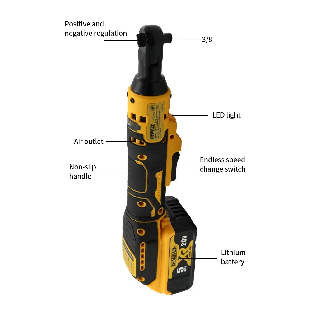 DEWALT DCF512 Ratchet Right Angle Wrench Variable Speed Brushless Power Wrench LED light Cordless 20V Battery Power Tools