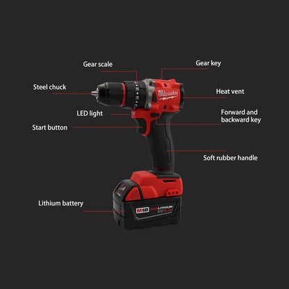 Milwaukee 18V Brushless Cordless Impact Drill – 150Nm Compact Electric Drill for Professional Use - Tool Only