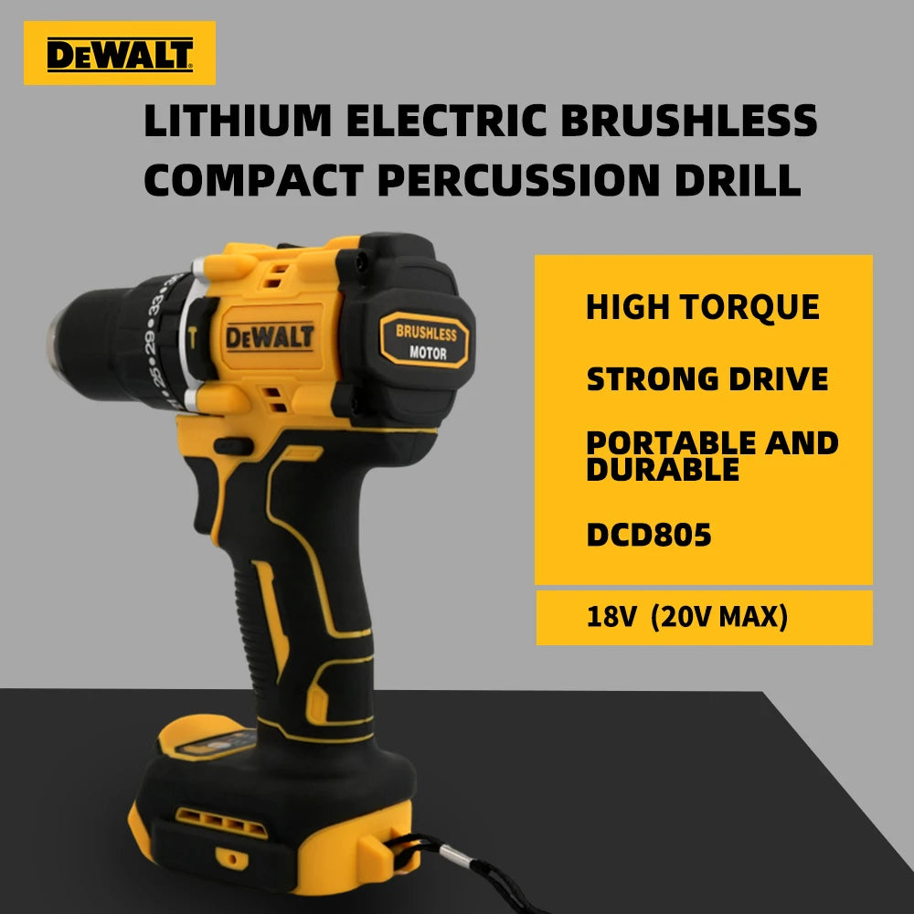 DEWALT DCD805 20V Brushless Cordless Impact Drill – 1/2'' Rechargeable, Variable Speed Power Tool