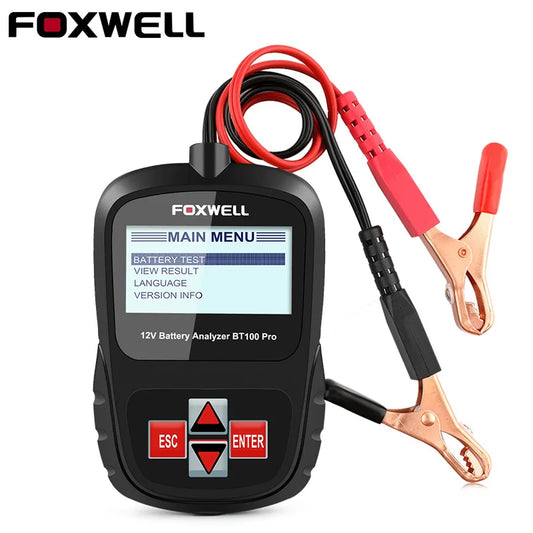 FOXWELL BT100 Pro 12V Car Battery Tester – Automotive Digital Battery Analyzer for 100-1100 CCA, Auto Battery Checker & Load Tester