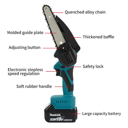 Makita UC100 12V Rechargeable Electric Chainsaw – 4'' Pruning Saw for Woodworking, DIY & Branch Cutting