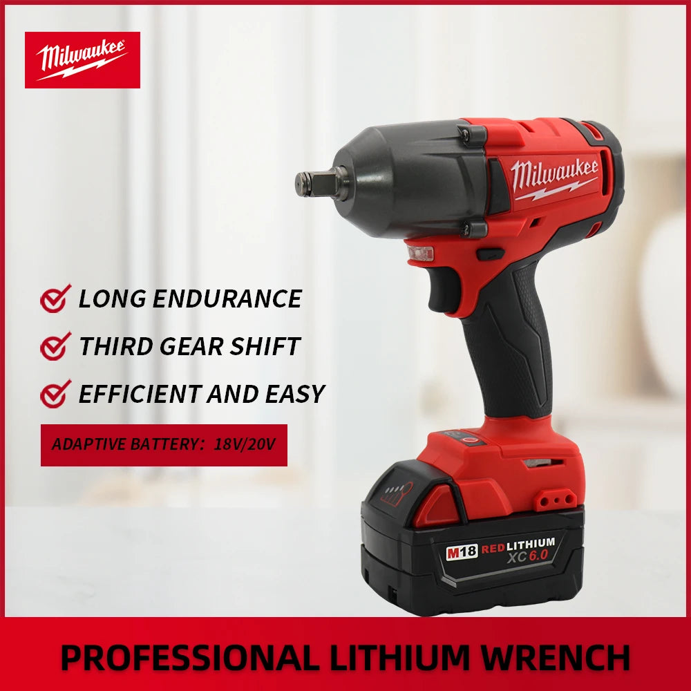 Milwaukee 18V Mid-Torque Impact Wrench – Cordless High-Speed Power Tool with Lithium Battery for Car & Truck Repair