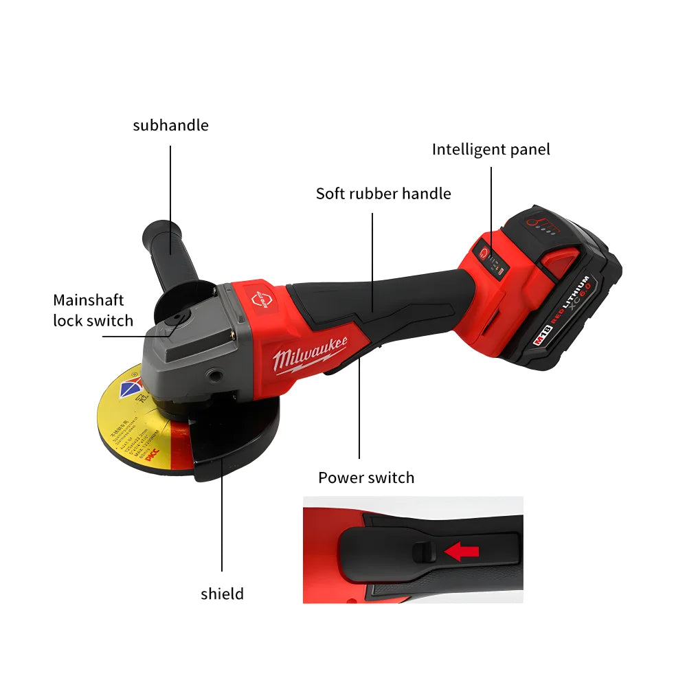 Milwaukee 18V Brushless Angle Grinder – 100/125mm Cordless High-Power Cutting & Polishing Tool