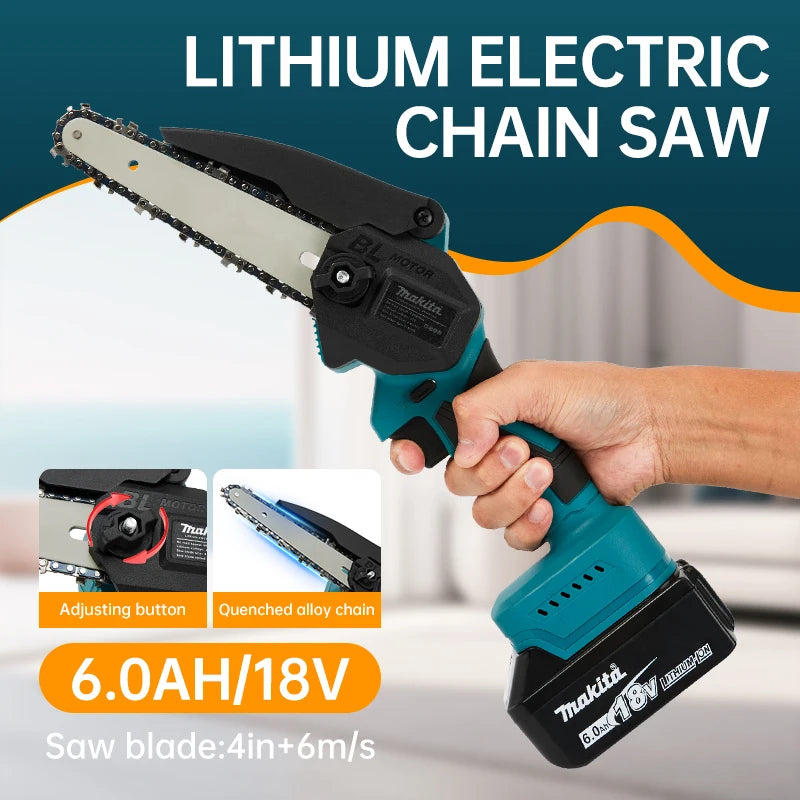 Makita UC100 12V Rechargeable Electric Chainsaw – 4'' Pruning Saw for Woodworking, DIY & Branch Cutting