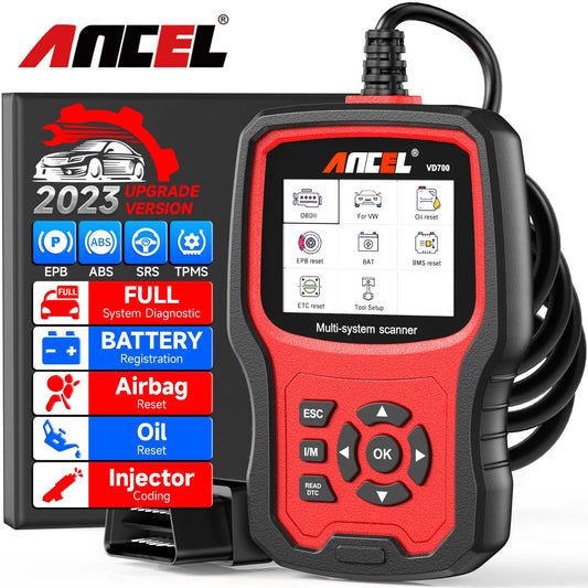 ANCEL VD700 Professional OBD2 Scanner – Full-System Code Reader with Oil, EPB, SAS & TPMS Reset for VW, Audi, Seat & Skoda