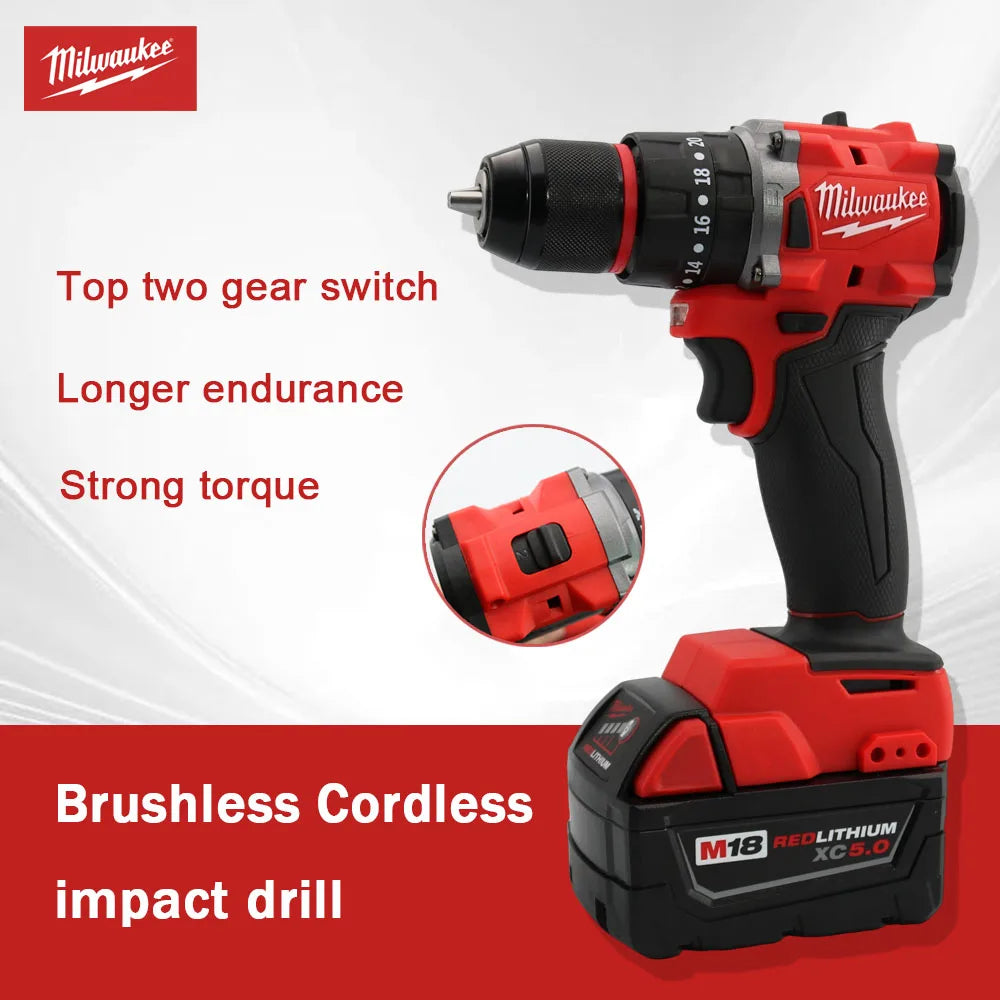 Milwaukee 18V Brushless Cordless Impact Drill – 150Nm Compact Electric Drill for Professional Use - Tool Only