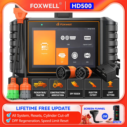 FOXWELL HD500 Truck Diagnostic Tool – 24V Diesel Scanner with DPF Regen, Injector Cutoff & Full-System Diagnostics