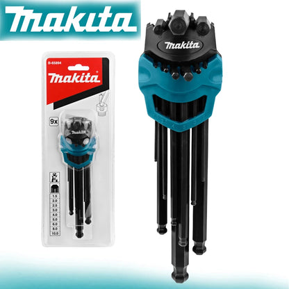 Makita B-65894 L-Shaped Hex Key Wrench Set – 9-Piece Extended Hexagonal Screwdriver (1.5-10mm)