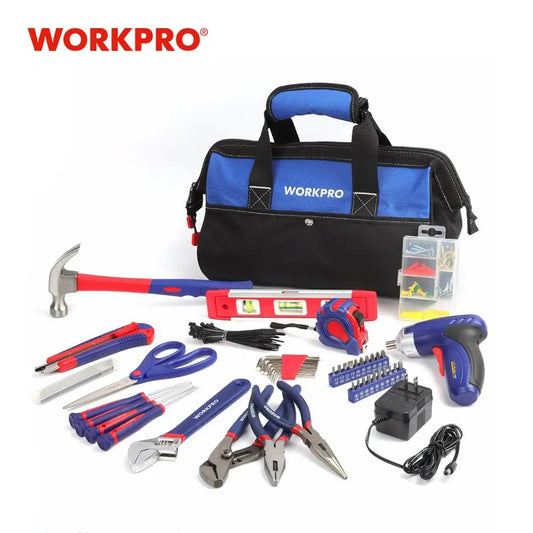 WORKPRO 125-Piece Home Repair Tool Kit – Includes 3.6V Rechargeable Screwdriver & Tool Bag