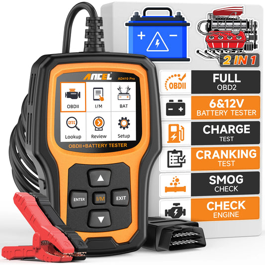 ANCEL AD410 PRO Code Reader – Full OBD2 Car Diagnostic Tool with Battery Test & Check Engine Function