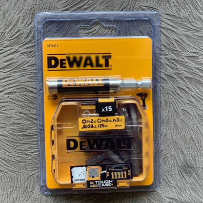 DEWALT DT71511 Drill Bit Set – 25mm PH2, PZ2, PZ3, T20, T25 x15 with DW2054 Telescopic Rod & Tough Case