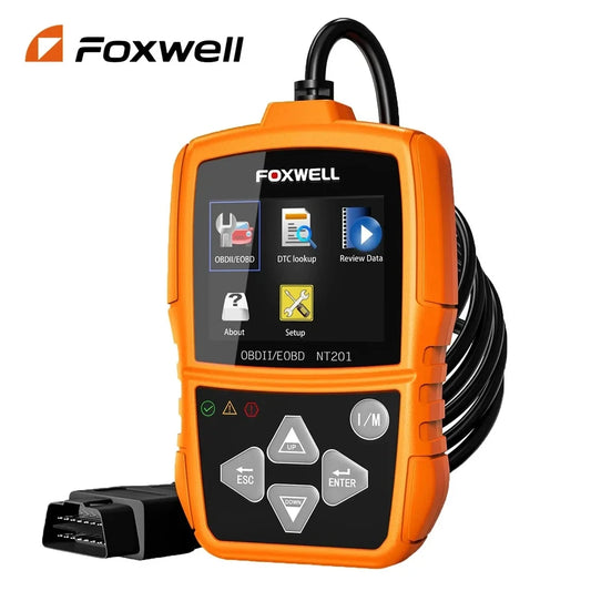 FOXWELL NT201 OBD2 Scanner – Car Code Reader for Engine Diagnostics, Smog Check, MIL Reset & Free Updates, Compatible with ELM327